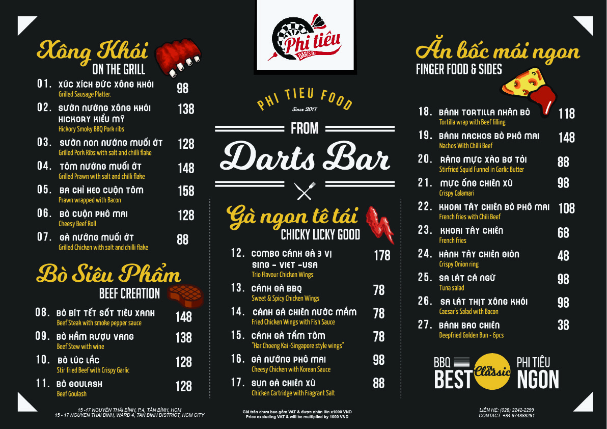 Phi Tiêu menu